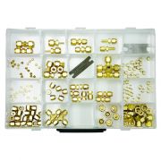 Swagelok Fitting Kit, Brass. Includes: common assortment of 1/8" and ¼" brass fittings.