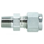 Swagelok Fitting, Stainless Steel, 1/4" to 1/8" NPT Male Connector, 2-pk