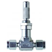 1/8" Stainless Steel Straight Metering Swagelok Valve.