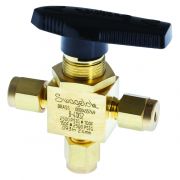 Swagelok Valve 3-Way Brass Ball, 0.15 Cv, 1/8" Tube Fitting EA