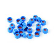 Restek Caps, Short Screw, 9mm Blue with PTFE/Red Rubber Septa; pkg/100.