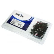 Restek 2.0mL, 8mm Autosampler Vial Convenience Kit. Includes clear 2.0 mL vials packaged in a clear lid tray, silcote deactivated. Preassembled caps with septa packaged separately in a plastic bag (black polypropylene open-hole caps, 8mm red PTFE/silicone
