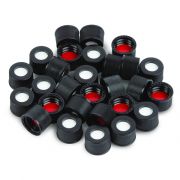 Vial Cap & Septa Kit, 10-425 Black Cap w/Red PTFE White Silicone Septa 1000PK