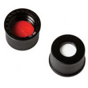 Vial cap and septa, 8-425 Black Cap, Red PTFE/Silicone Septa, 0.060 w/slit 1000/pk
