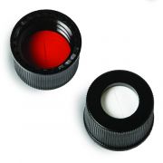 Vial cap and septa, 10-425 Black Cap, Red PTFE/Silicone Septa, 0.060 w/slit 100/pk