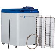 ABS AutoMax System AMIV 2-CS. Vial Capacity (24,050) Includes: (17) Large Stainless Steel Racks; (6) Small Stainless Steel Racks; (221) 81/100 Cell Cardboard Boxes; (78) 25 Cell Cardboard Boxes; 6' Transfer Hose; CryoGloves and LLMR.