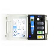 Apera PH60 Premium Pocket pH Tester Kit. Specifications: ± 0.01 pH, Auto Calibration (1-3 points with auto buffer recognition), replaceable probe, auto temp. compensation (0 to 50°C), pH (-2.00 to 16.00). Includes premixed calibration solutions (4.00 and 