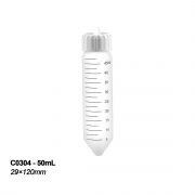 High Speed Centrifuge Tube, 50mL, Conical Bottom, 50,000xg Max RCF, Graduated, w/ Screw Cap and Gripping Tab, Resealable Bag, 12/pk