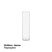 Drosophila Vial, narrow, 25x95mm, Polypropylene, non-sterile, tube only, bulk pack, 500/cs