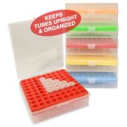 BetterBox™ Storage Box with hinged lid, 81 x 1.5mL/2.0mL microtubes, assorted colors 5 pcs/pk