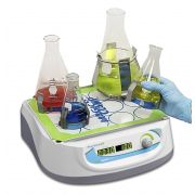 Benchmark Orbi-Shaker™ Jr.. Includes 9.5 x 8" non slip, rubber coated platform. Ideal for tissue culture flasks, petri dishes and staining trays. Speed range: 50 to 300rpm; orbital 19mm motion; maximum capacity: 4 x 1000mL, 6 x 500mL, 8 x 250mL flasks or 