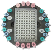 Optional Head for Mandel Vortexer for tubes and microplate. Hold up to 66 tubes (38 x 1.5ml and 28 x 0.5ml) or 1 microplate.