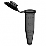 Microtube w/ cap, 1.5ml, opaque black, w/ self-standing bag & Stop-Pops™ 500