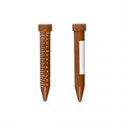 Centrifuge Tube, 15mL, light blocking amber, conical, PP, sterile, flat screw cap, 10 bags of 50 tubes, 500/cs