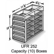 10-Box Capacity (2 Long 5 High) Upright Drawer Rack for Standard 5.25 x 5.25 x 2-Inch High Boxes, Stainless Steel, with Handles.