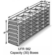 30-Box Capacity (5 Long 6 High) Upright Drawer Rack for Standard 5.25 x 5.25 x 2-Inch High Boxes, Stainless Steel, with Handles.