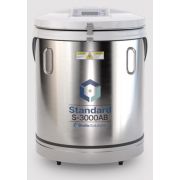 Model S-3000AB, Standard LN2 Container Including 2301 Autofill-Monitor System with Gas By-Pass and LN2 Hose; Features: Round space saving design, rust-free stainless steel vessel, castor mounted for easy mobility, advanced woven lid gasket design, counter