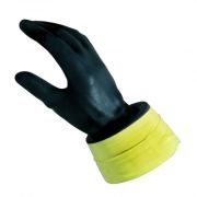 Gloves, Extra Large Cuff Length, Black Latex, 1 pair