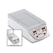 Mandel Digital Dry Bath with Dual Blocks. Advanced microprocessor controls, timed or continuous operation and a removable hinged lid. Features include: Temperature Range: Ambient +5 to 105°C, Temperature Accuracy: ± 0.1%, Temperature Uniformity: ± 0.2%, T