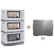PROMO: S44i 1 in. Orbit Refrigerated Triple Stack Bundle. Includes 3× S44i shakers, stacking kit, positioning base, and 3× universal platforms, stackable up to 3-fold, 120 V ± 10 %/50/60 Hz (US), orbit 2.5cm (1in)