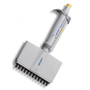 Eppendorf Research® plus adjustable-volume 12-channel pipette, 10-100µL, yellow operating button; includes epTIPS box.