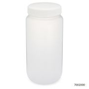 Bottle, Wide Mouth, Large Format, PP Bottle, Attached PP Screw Cap, 2 Litres (0.5 Gallons), EA