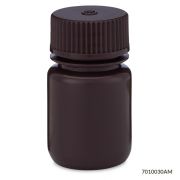 Bottle, Wide Mouth, HDPE Bottle, Attached PP Screw Cap, Amber, 30mL, 12/Pack, PACK/12