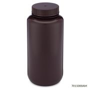 Bottle, Wide Mouth, HDPE Bottle, Attached PP Screw Cap, Amber, 1000mL, 6/Pack, PACK/6