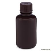 Bottle, Narrow Mouth, HDPE Bottle, Attached PP Screw Cap, Amber, 60mL, 12/Pack, PACK/12