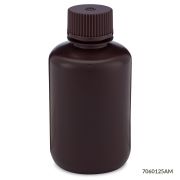 Bottle, Narrow Mouth, HDPE Bottle, Attached PP Screw Cap, Amber, 125mL, 12/Pack, PACK/12
