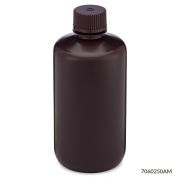 Bottle, Narrow Mouth, HDPE Bottle, Attached PP Screw Cap, Amber, 250mL, 12/Pack, PACK/12