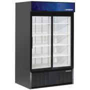 Habco ES428HC. 42cuft, BLACK XTERIOR™, Glass sliding doors, White Interior, Natural Hydrocarbon Refrigerant (R290), 115V.