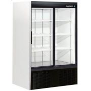 Refrigerator 4.0 C, Double sliding glass door, 40.0 cu.ft capacity, 6 interior shelves, LED interior lighting & R290 refrigerant. Exterior dimensions 47.5" W x 31.0" D x 72 5/8" H, 115 V,/60 Hz/1-phase, 15 Amp circuit.