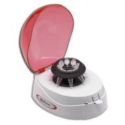 Mandel Mini Microcentrifuge - Red. Maximum speed: 6000rpm; Maximum RCF: 2000xg. Capacity: 8 x 1.5/2.0mL tubes, 4 x PCR strips (8 x 0.2mL), 32 x 0.2mL PCR tubes; Includes: microtube rotor, PCR rotor, 0.5mL and 0.2mL adapters.