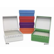 FlipTop™ Carboard freezer box w/ attached hinged lid, 81-place, purple, 5/pk