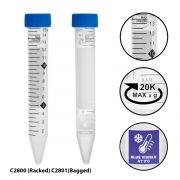 ProSeries™ Performance Centrifuge Tubes, 15mL, 20,000xg max RCF, sterile, w/ Hi-Viz Graduations and FreezeTech Temperature Indicator Patch, 20 eco-plastic racks of 25 tubes, 500/cs