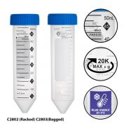 ProSeries™ Performance Centrifuge Tubes, 50mL, 20,000xg max RCF, sterile, w/ Hi-Viz Graduations and FreezeTech Temperature Indicator Patch, 20 eco-plastic racks of 25 tubes, 500/cs