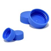Screw Caps, for 15mL Centrifuge Tubes, blue, HDPE, Sterile, Resealable Bag of 500