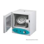 Labnet Mini Incubator. 9.2L (0.375 cu.ft.); temperature range: ambient + 5°C to 60°C; compact & economical; analog controls; all metal housing & door frame; plexi-glass window in the door; one adjustable shelf included (additional shelves available); rear