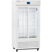 Premier Glass Door Laboratory Refrigerator with Variable Speed Compressor 33 Cu. Ft. 2°C to 15°C. 110 - 120V AC, 15A breaker, NEMA 5-15 receptacle. Two (2) year parts and labor warranty, Seven (7) years compressor warranty.