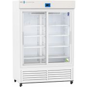Premier Glass Door Laboratory Refrigerator with Variable Speed Compressor 47 Cu. Ft. 2°C to 15°C. 110 - 120V AC, 15A breaker, NEMA 5-15 receptacle. Two (2) year parts and labor warranty, Seven (7) years compressor warranty.