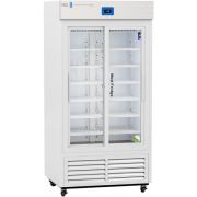 Premier Glass Door Pharmacy Refrigerator with Variable Speed Compressor 33 Cu. Ft. 36°F to 46°F (2°C to 8°C). 110 - 120V AC, 15A breaker, NEMA 5-15 receptacle. Two (2) year parts and labor warranty, Seven (7) years compressor warranty.