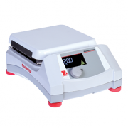 OHAUS Guardian 5000 Hotplate, 7"x7" Ceramic Top Plate; Temperature Range: Ambient +5°C – 500°C; Digital Control; Backlit LCD Display; Dimensions: 4.8 x 12.2 x 8.8 in (12.2 x 30.9 x 22.3 cm); 120V. Temperature probe not included.