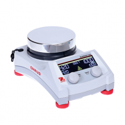 OHAUS Guardian 7000 Hotplate Stirrer, 5.3" Diameter Round Aluminum Top Plate; Speed Range: 60-1600 rpm; Temperature Range: Ambient +5°C – 380°C; Digital Control; Backlit LCD Display; Dimensions: 5.0 x 10.5 x 6.8 in (12.6 x 26.7 x 17.3 cm); 120V.