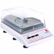 OHAUS Incubating Microplate Shaker with Transparent Lid. Temperature Range: Ambient +5°C - 65°C; Speed Range: 100 rpm - 1200 rpm; Orbit: 3mm; Timer: 1sec - 160hrs; Capacity: 4 Microplates or 2 Micro-tube Racks. Easy-to-read, independent LED displays for t