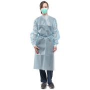 AAMI Level 3 Isolation Gown, Blue, Poly-coated, Universal Size 50/Case