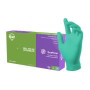 SW® TrueForm® TF-95LG, Light Green, Powder-Free, Biodegradable Nitrile Exam Gloves, Sustainable Ecotek Technology with EnerGel® - Hydrates and rejuvenates hands, Thickness: Finger 4.0mil, Palm 3.6mil, Cuff 3.0, Fully Textured, Medium, 100/bx.