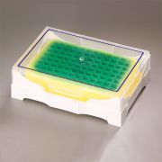 Arctic Ice® PCR temperature sensitive rack with lid, 2 racks per pack, holds 0.2 mL tubes or PCR plates, holds at 4°C for at least 3 hrs; green/yellow. 2/pk.