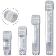 Cryogenic Vials, externally threaded caps with silicone O-ring, 1mL, sterile, printed graduations and marking area, self-standing star foot, 50-place rocking lack included with each case, 10 resealable bags of 50 tubes, 500/cs