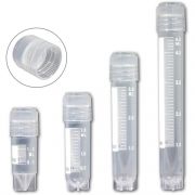 Cryogenic Vials, externally threaded caps with silicone O-ring, 3mL, sterile, printed graduations and marking area, self-standing star foot, 50-place rocking lack included with each case, 10 resealable bags of 50 tubes, 500/cs